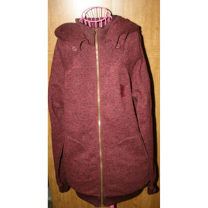 RENEGADE CLUB WOMEN'S HOODIE JACKET SZ XL LS ZIP FRONT BURGANDY NWOT